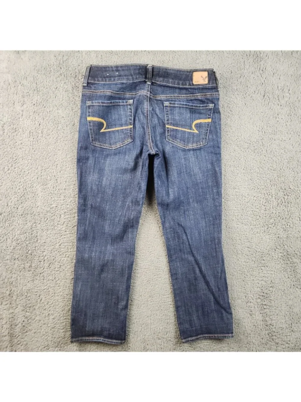 AE Low-Rise Artist Crop Jean Women's 8 American Eagle Double Button No Stretch - Picture 2 of 10